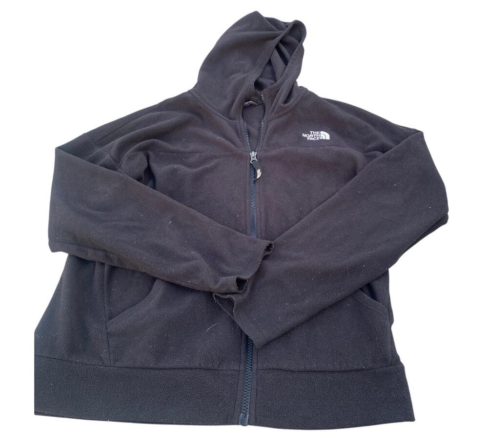 Girl's The North Face Fleece Zip-Up Hoodie - Black - Size Youth XL